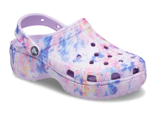 Crocs Unisex Classic Platform Tie Dye Graphic Clog – Lavendel / Multi
