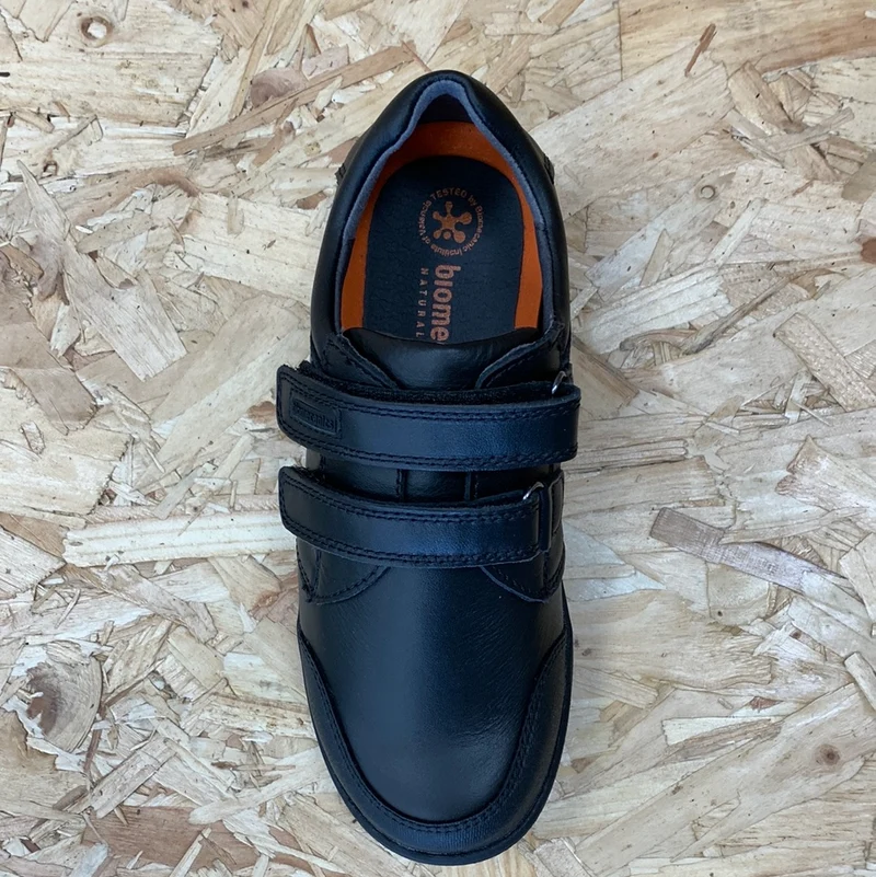 Biomecanics Kinder-Schulschuh aus Leder mit zwei Riemen – Schwarz