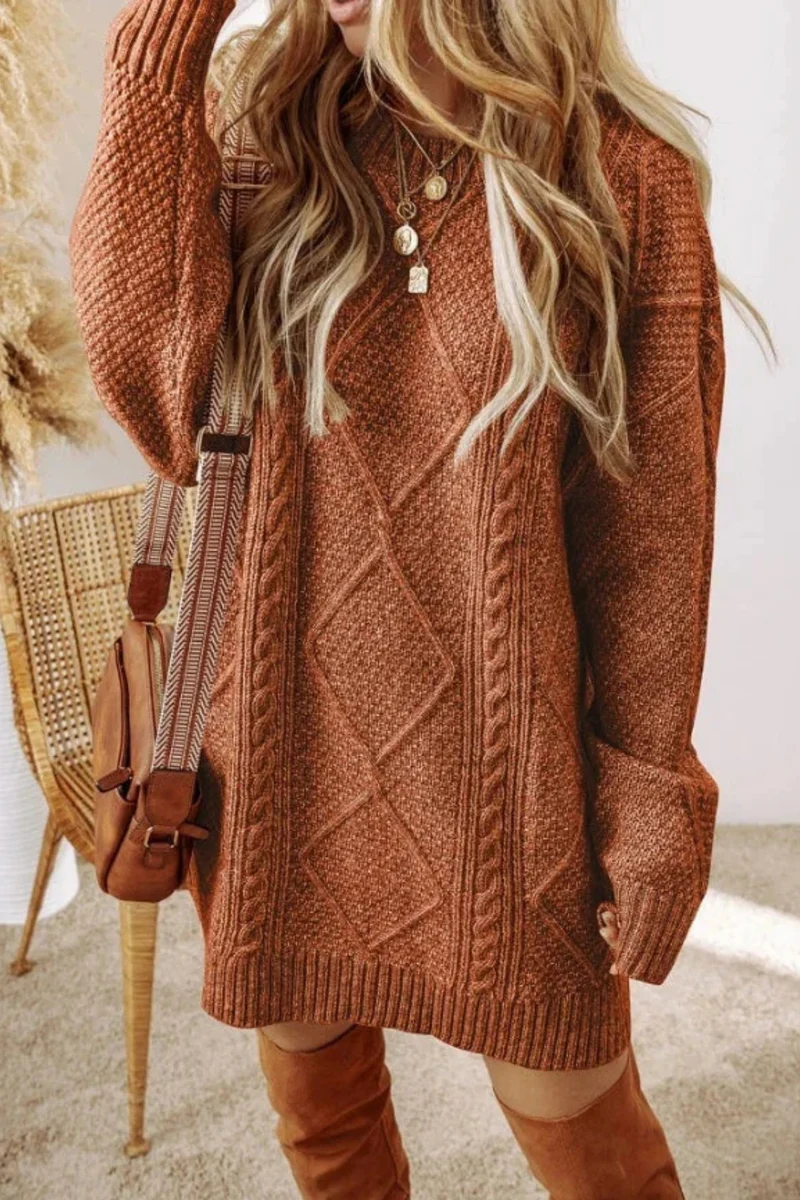 Juna | Strickkleid mit Zopfmuster