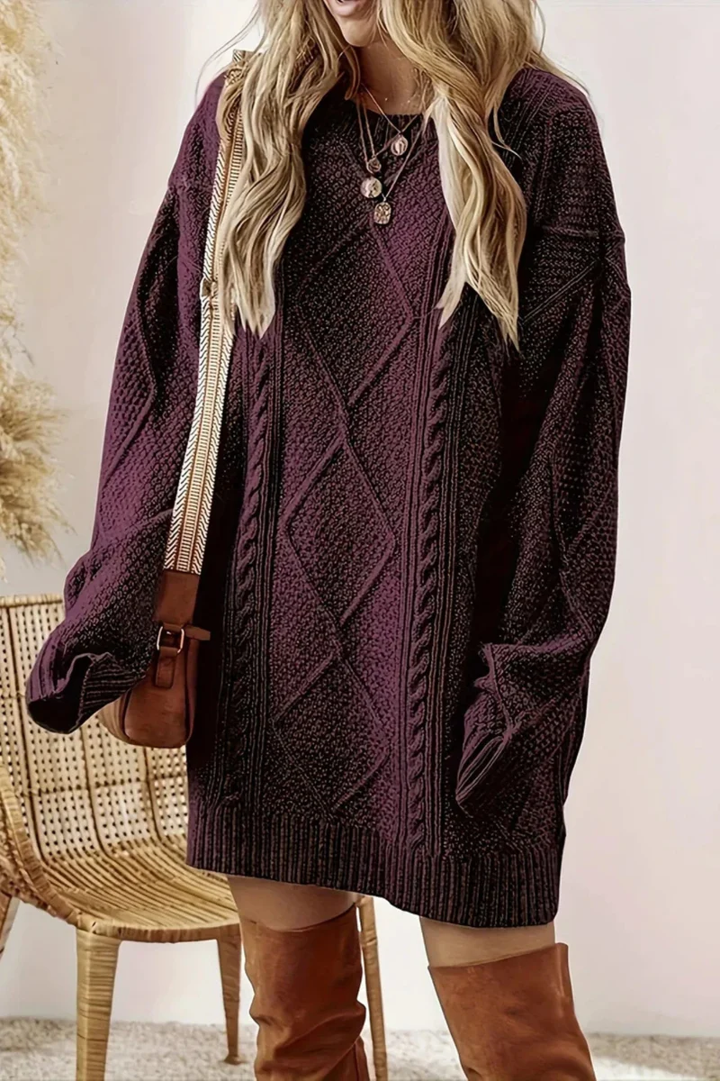 Juna | Strickkleid mit Zopfmuster