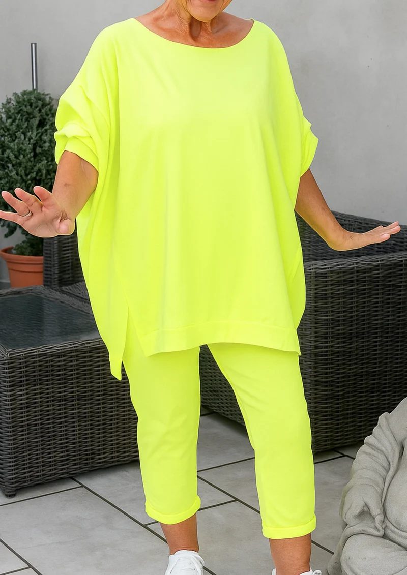 Rani Loungewear-Set mit Pullover-Top und verkürzter Hose | Gelb
