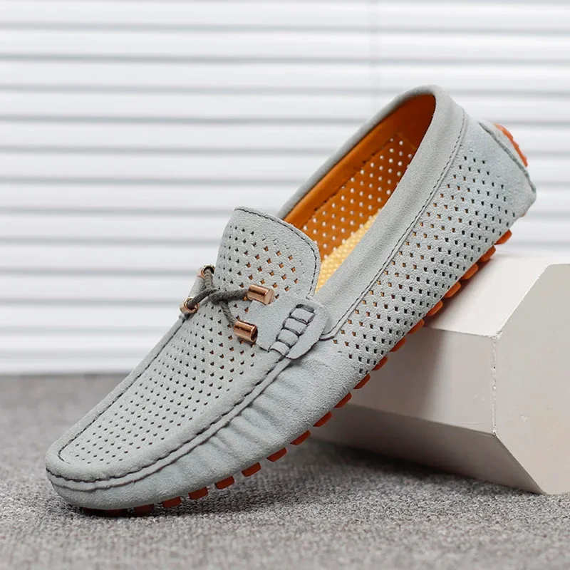 Miro Leder-Loafer mit Perforation | Grau