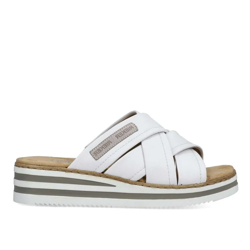 Rieker Modische Slip-on-Sandale für Damen – Weiß