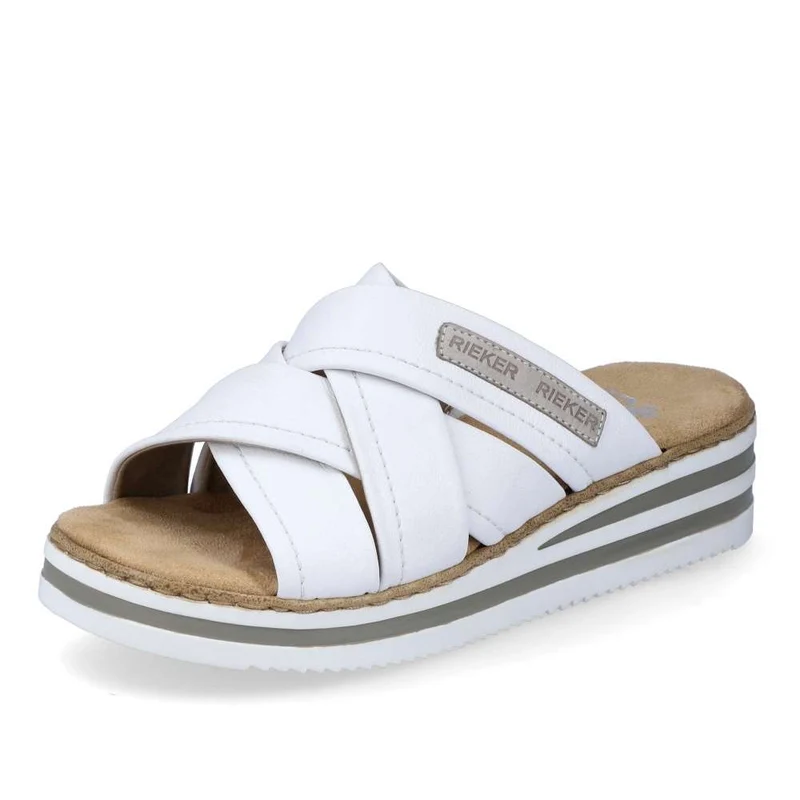 Rieker Modische Slip-on-Sandale für Damen – Weiß