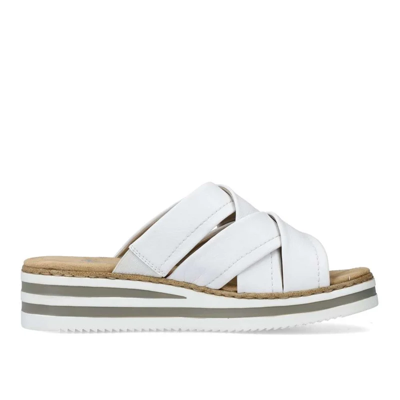 Rieker Modische Slip-on-Sandale für Damen – Weiß