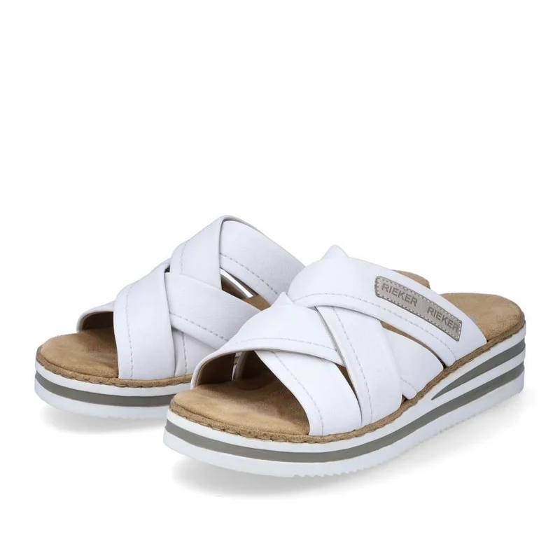 Rieker Modische Slip-on-Sandale für Damen – Weiß