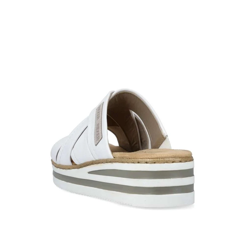 Rieker Modische Slip-on-Sandale für Damen – Weiß