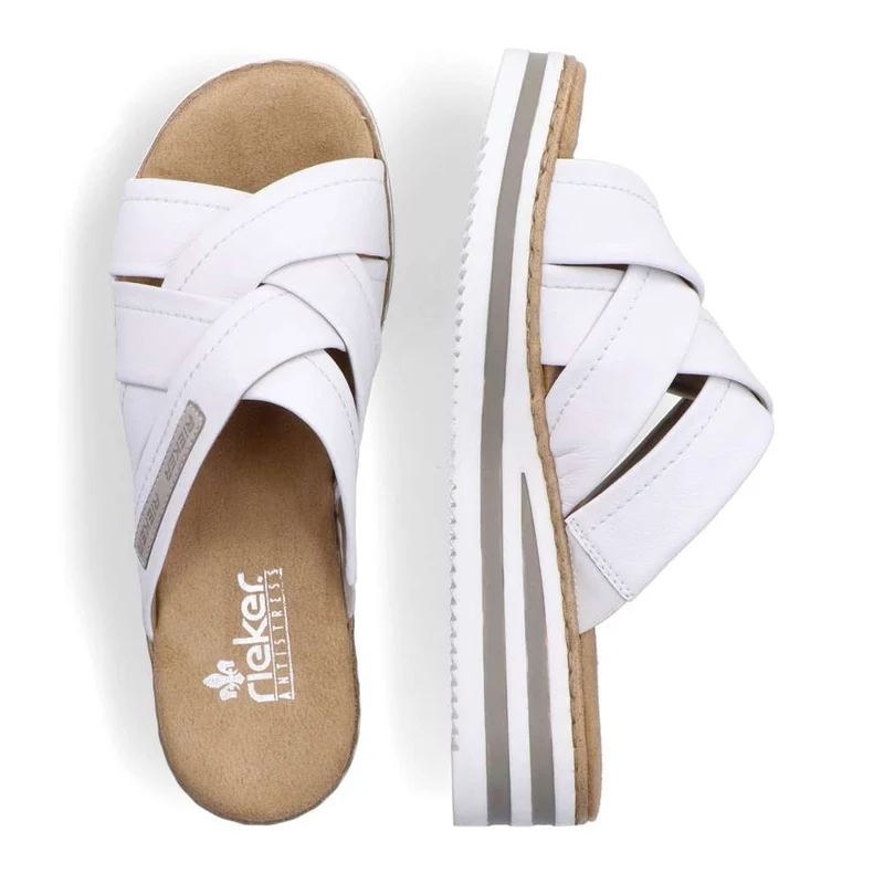 Rieker Modische Slip-on-Sandale für Damen – Weiß