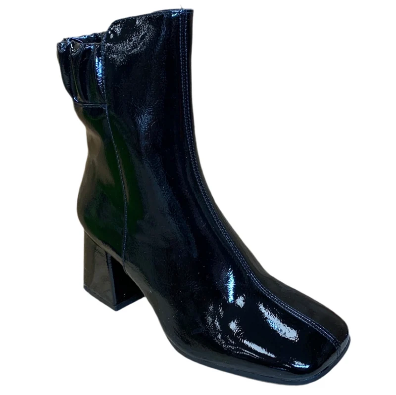 S. Oliver Damen Fashion Patent Ankle Boot mit Absatz - Schwarz