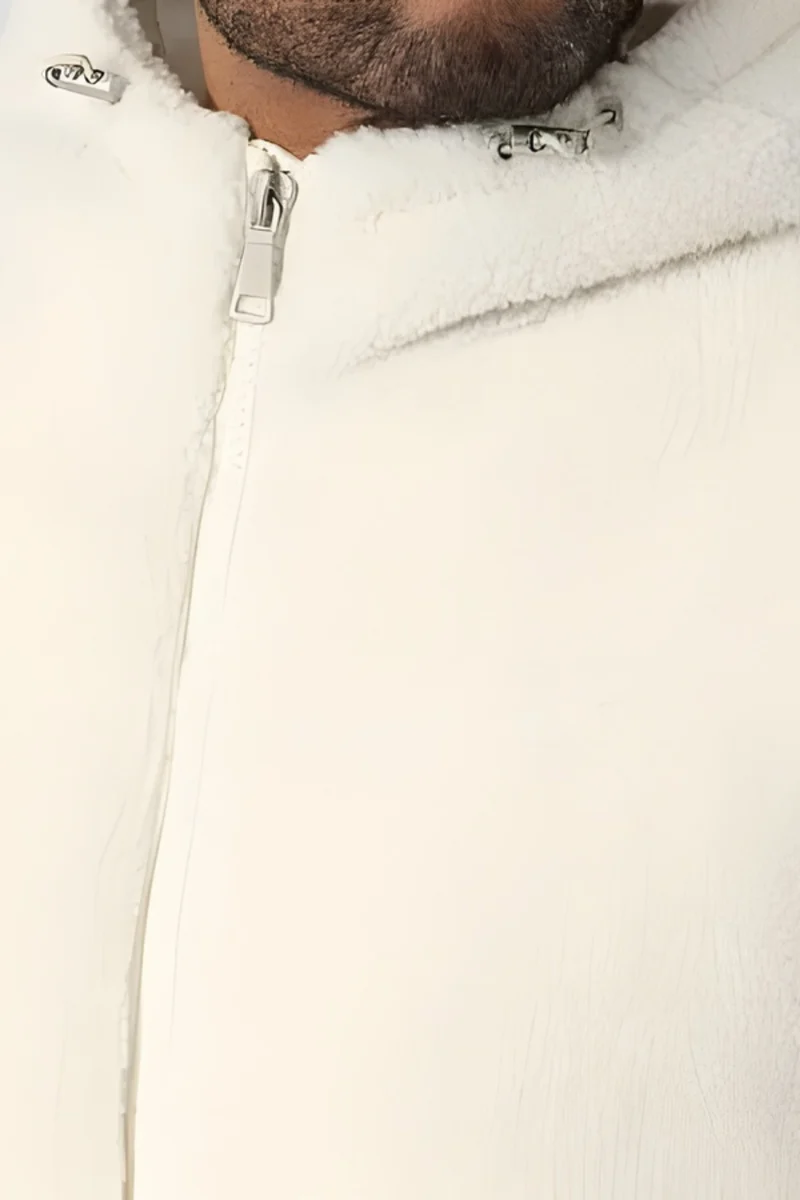 Kareem | Doudoune Sherpa Kapuzenjacke Beige Clair