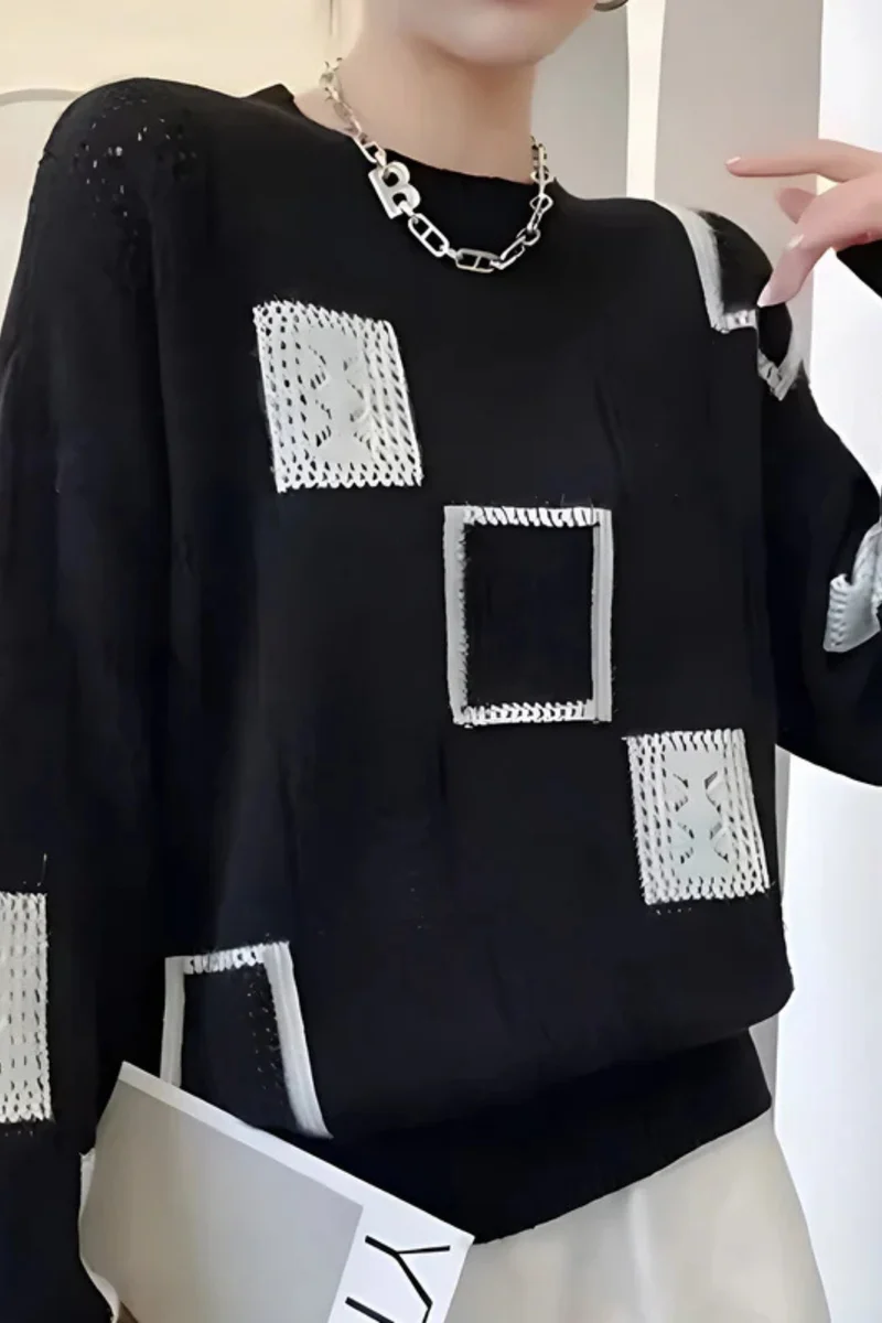 Ayla Strickpullover | Schwarz