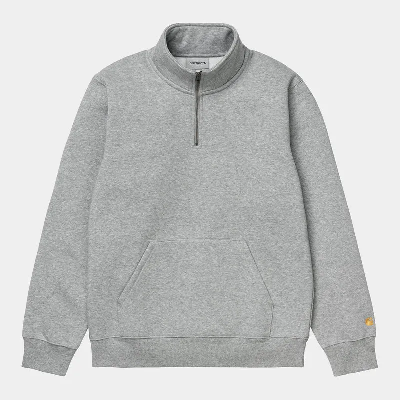 Carhartt WIP Herren-Sweatshirt Chase Neck Zip – Grau meliert