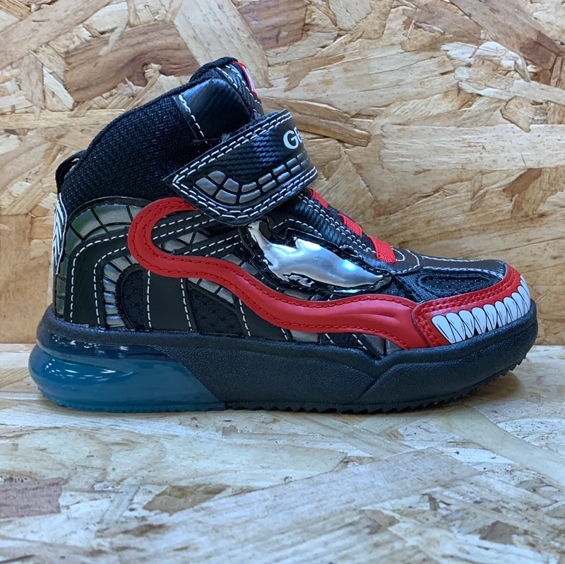 Geox Kinder Marvel Spiderman Leuchtende High-Top-Sneaker – Schwarz