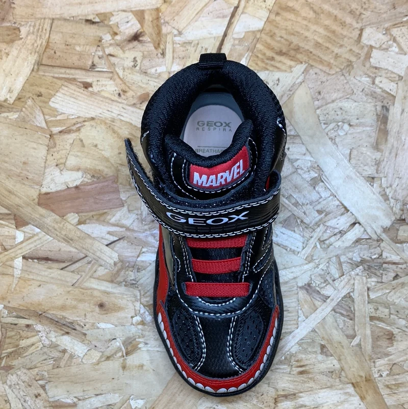 Geox Kinder Marvel Spiderman Leuchtende High-Top-Sneaker – Schwarz
