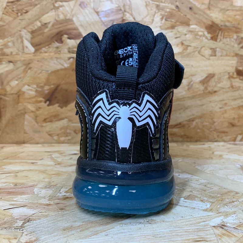 Geox Kinder Marvel Spiderman Leuchtende High-Top-Sneaker – Schwarz