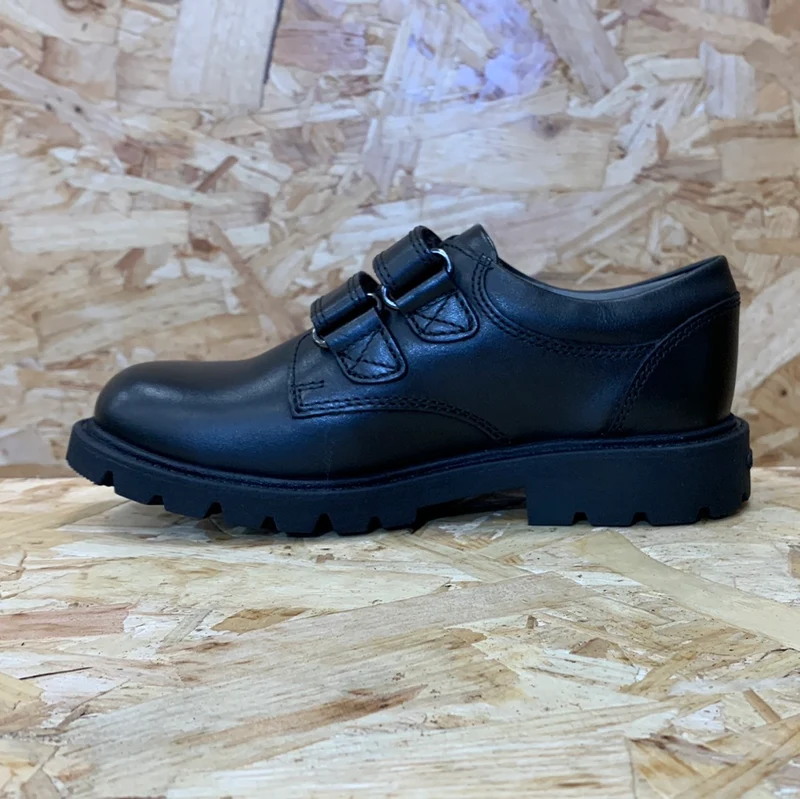 Geox Kinder Shaylax E Schulschuh aus Leder – Schwarz
