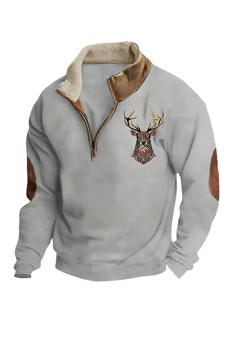 Kristoff Strickpullover mit Hirschdetail | Weiß
