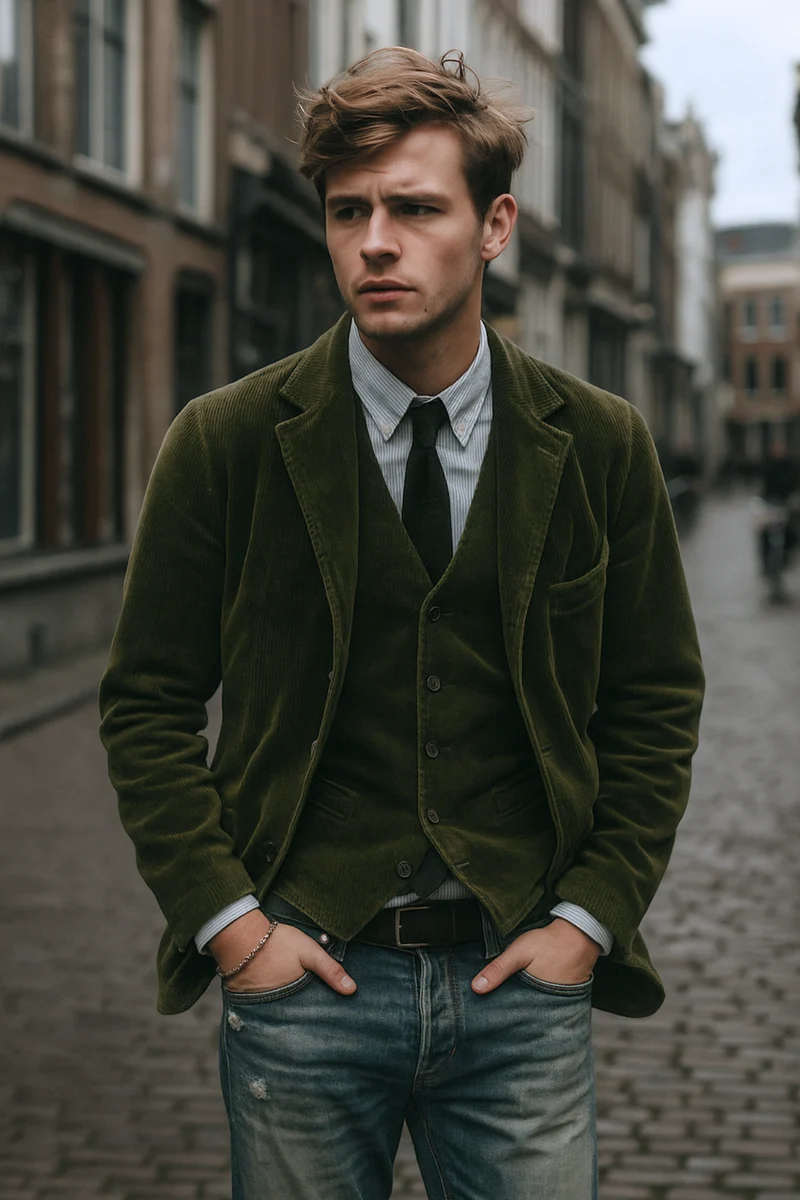 Jory Vintage Weste & Jacke | Grün