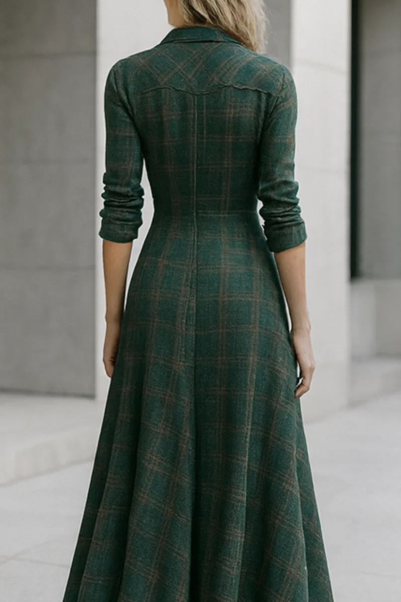 Solene | Karierte Maxi-Hemdkleid