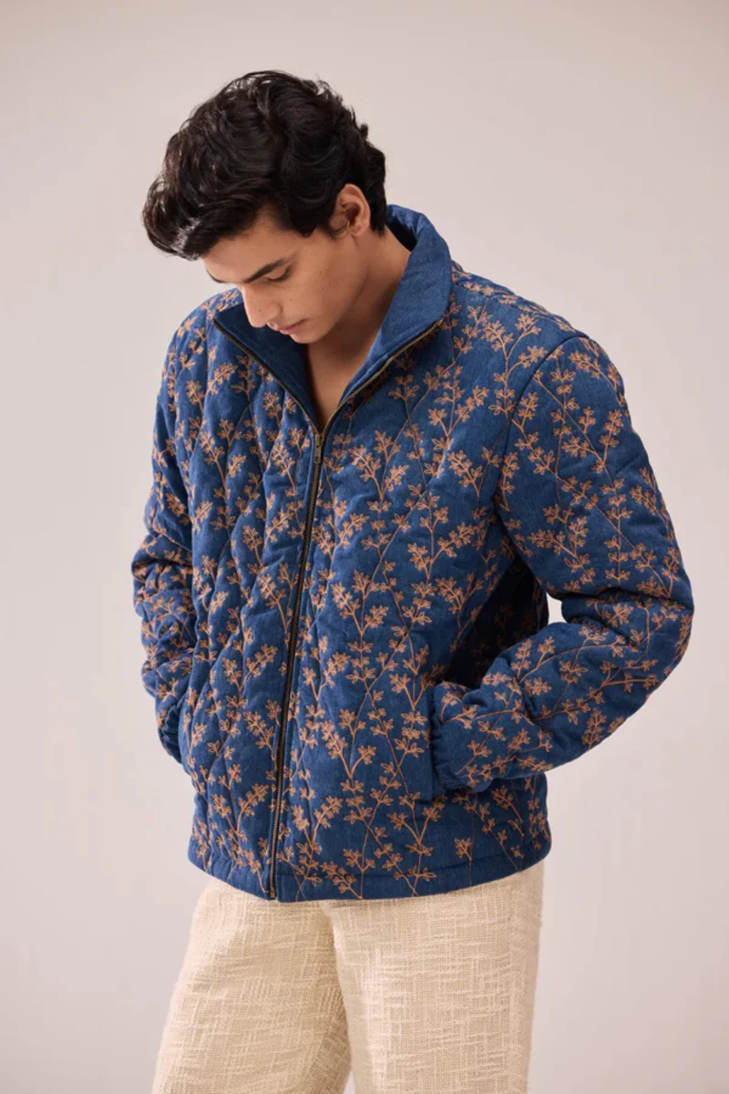 Hamzah | Bestickte Steppjacke aus Denim