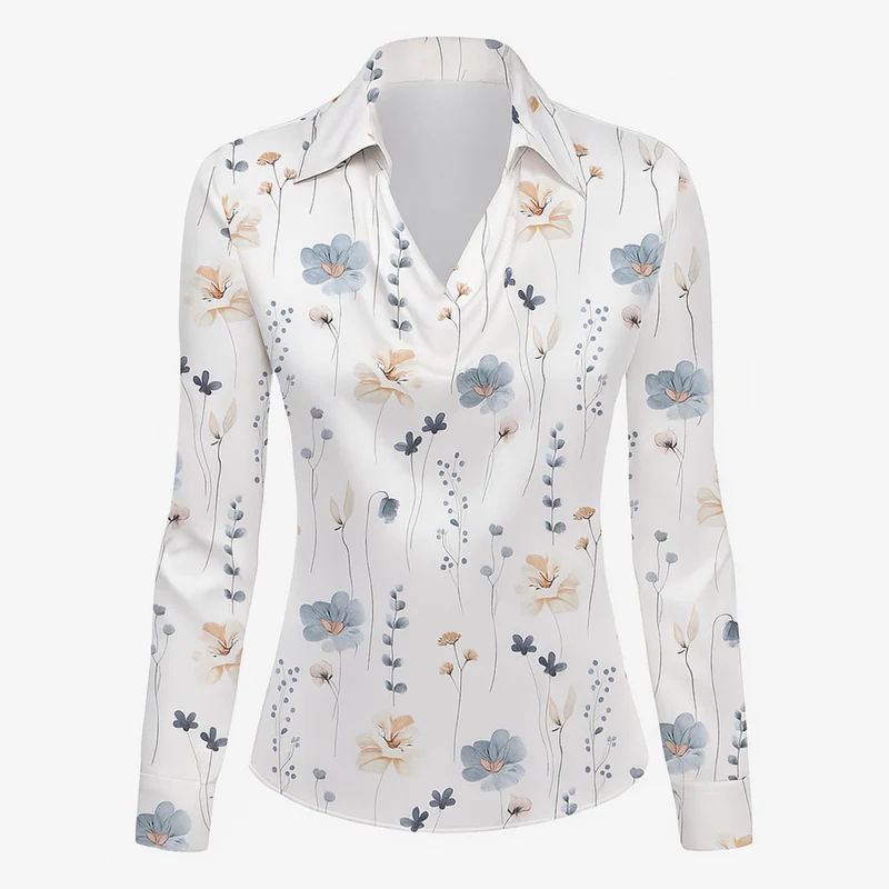 Lynn Elegante Bluse | Weiß mit Blumenmuster