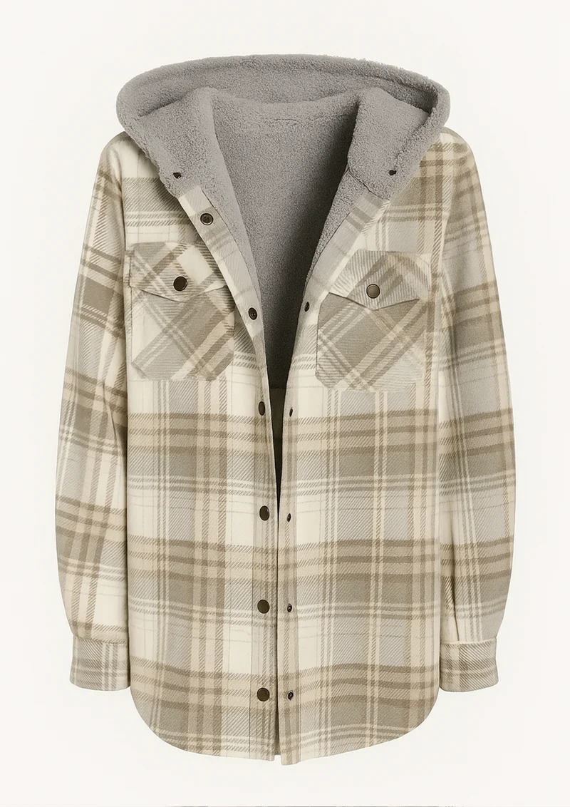 Yseldis Kariert gefütterte Fleece-Jacke | Grau