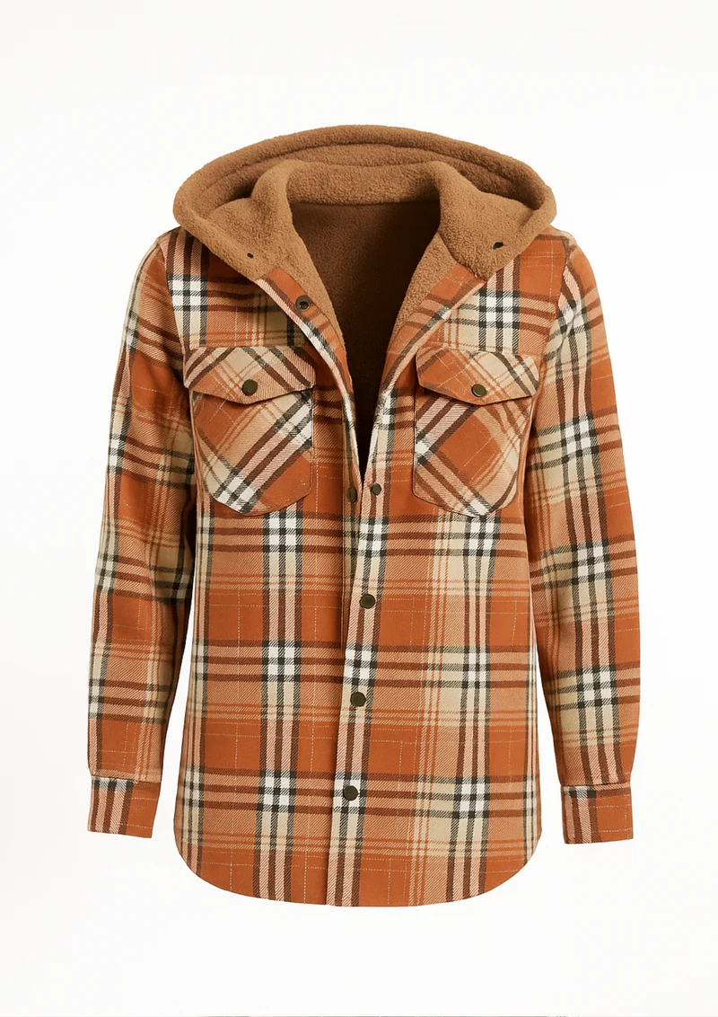 Yseldis Kariert gefütterte Fleece-Jacke | Orange