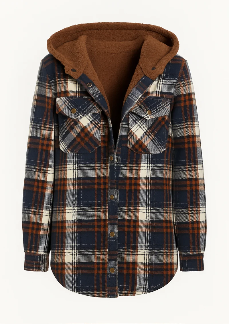Yseldis Kariert gefütterte Fleece-Jacke | Blau