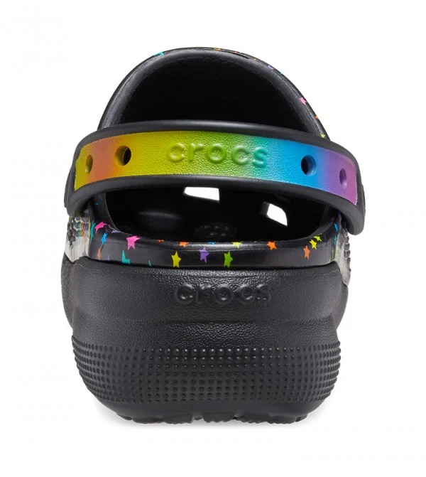 Crocs Klassisch gefütterter Disco-Party-Clog für Kinder – Schwarz