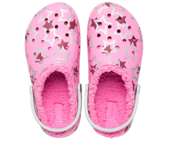 Crocs Klassisch gefütterter Disco-Party-Clog für Kinder – Taffy Pink