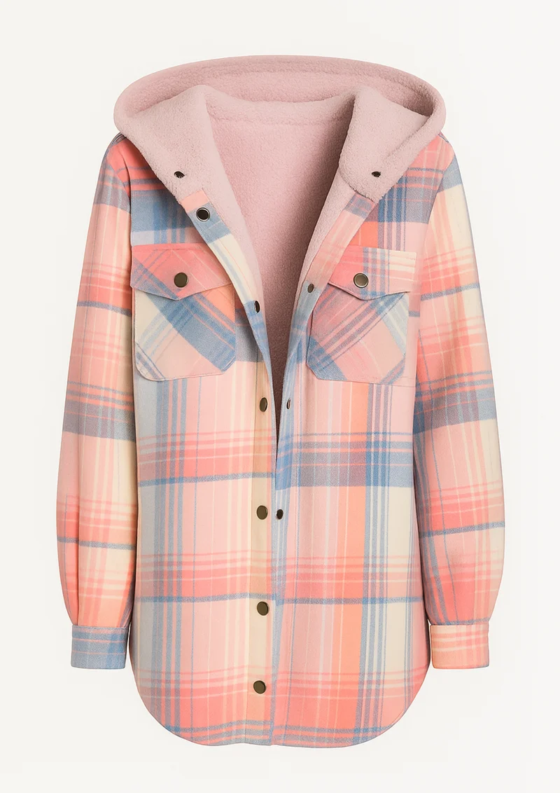Yseldis Kariert gefütterte Fleece-Jacke | Rosa