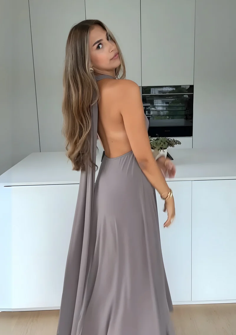 Nyxara Wandelbares Maxi-Kleid | Taupe