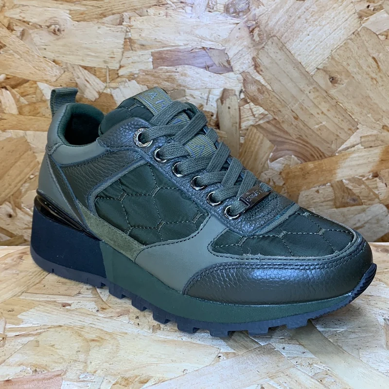 Carmela Mode-Sneaker aus Leder für Damen – Khaki