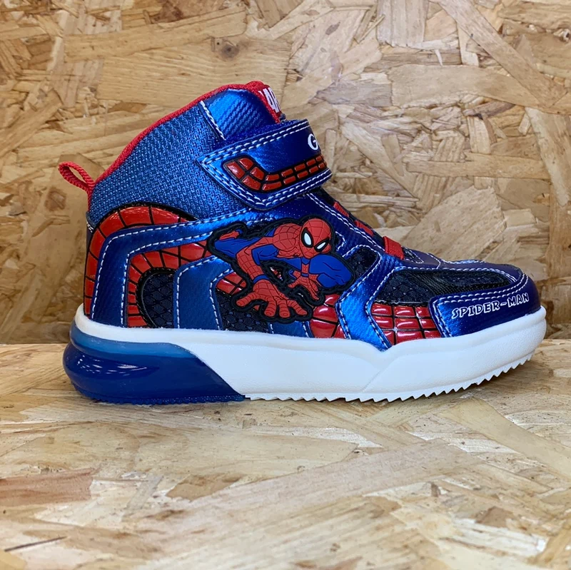 Geox Kinder Marvel Spiderman Leuchtende High-Top-Sneaker – Blau