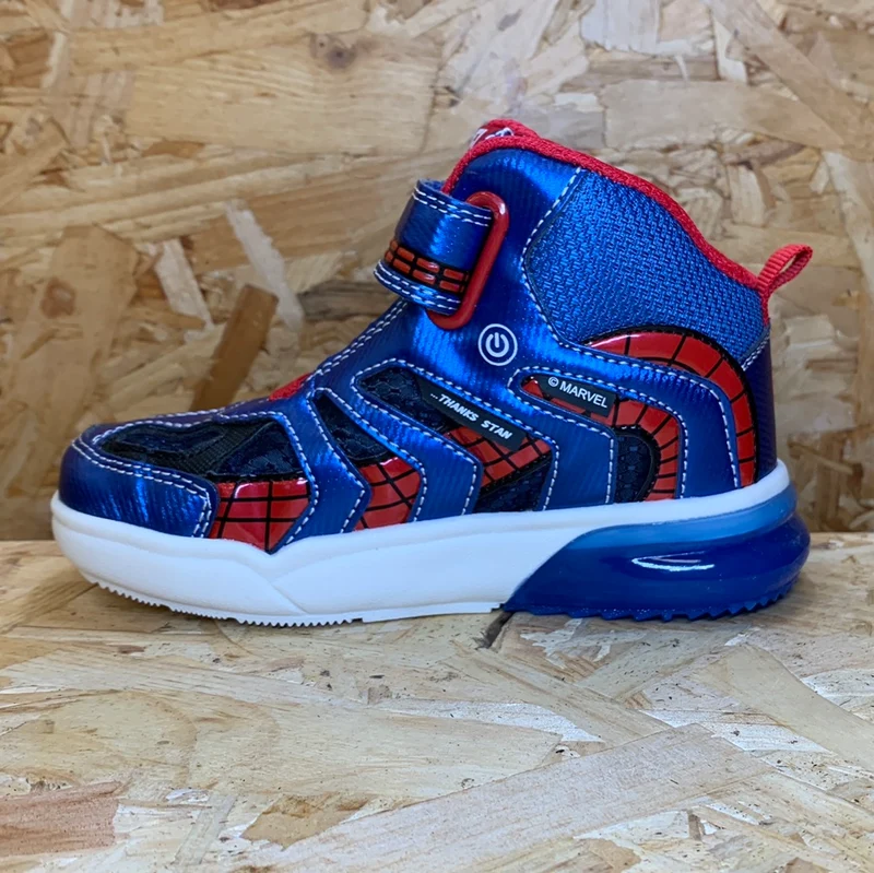 Geox Kinder Marvel Spiderman Leuchtende High-Top-Sneaker – Blau