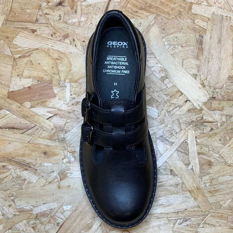 Geox Kinder Casey D Schulschuh aus Glattleder – Schwarz