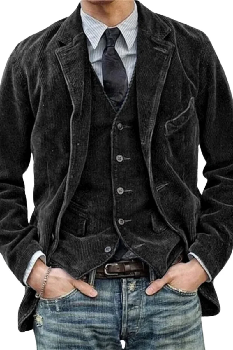 Jory Vintage Weste & Jacke | Schwarz