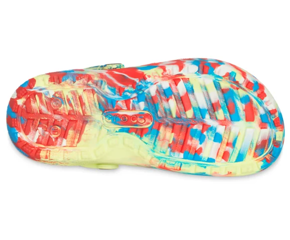 Crocs Klassisch gefütterter marmorierter Kinder-Clog – Schwefel