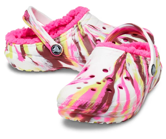 Crocs Klassisch gefütterter marmorierter Kinder-Clog – Electric Pink