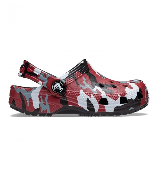 Crocs Klassischer Camo-Clog für Kinder – Schwarz / Rot