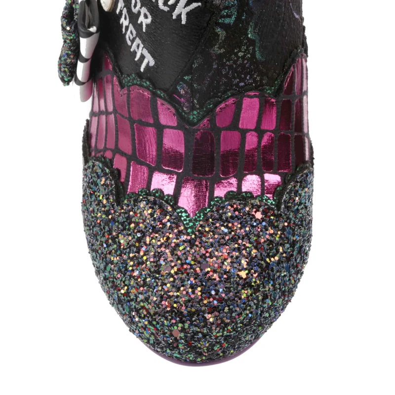 Irregular Choice Damen-Stiefelette „Dance of the Dead“ mit Absatz – Lila