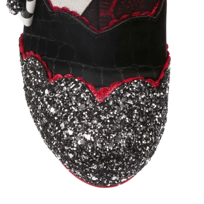 Irregular Choice Damen-Stiefelette „Dance of the Dead“ mit Absatz – Schwarz