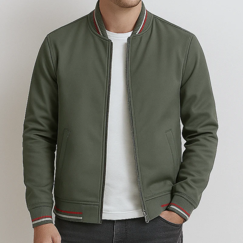 Maelisio Eleganter Bomber-Blouson mit Streifen | Oliv