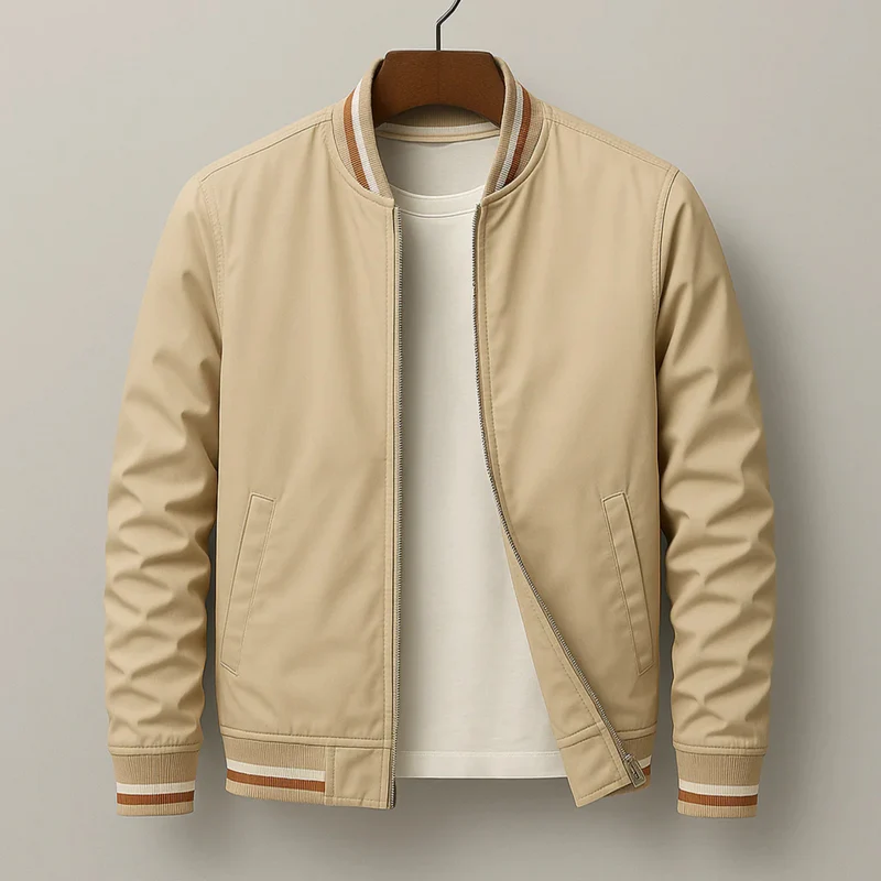 Maelisio Eleganter Bomber-Blouson mit Streifen | Khaki