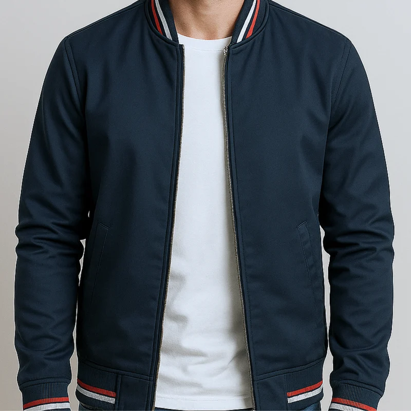 Maelisio Eleganter Bomber-Blouson mit Streifen | Blau