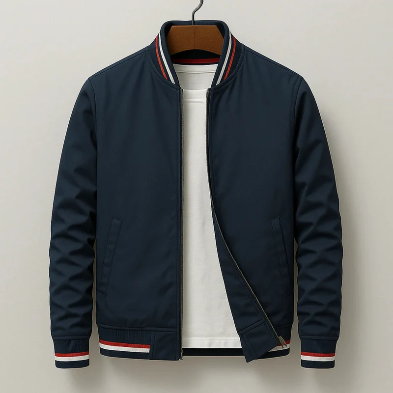 Maelisio Eleganter Bomber-Blouson mit Streifen | Blau