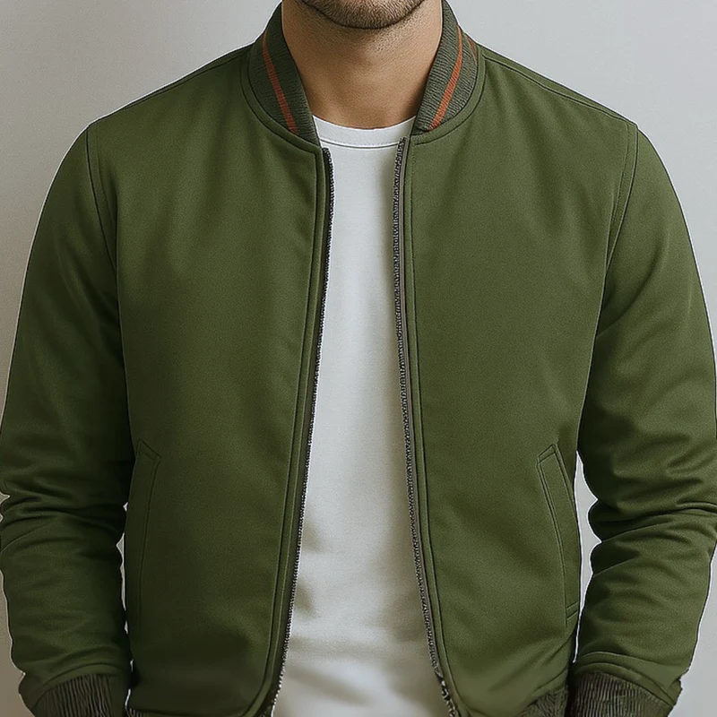 Maelisio Eleganter Bomber-Blouson mit Streifen | Grün