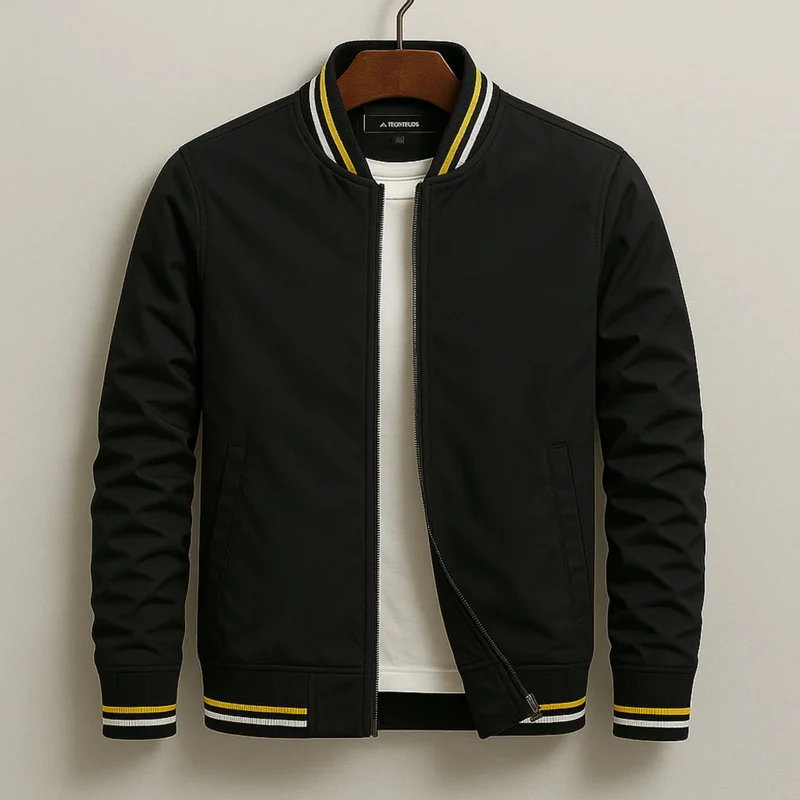 Maelisio Eleganter Bomber-Blouson mit Streifen | Schwarz