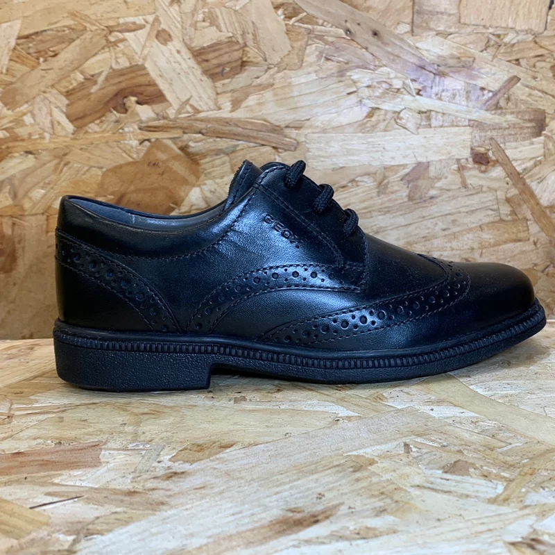 Geox Kinder Federico A Schulschuh aus Glattleder – Schwarz