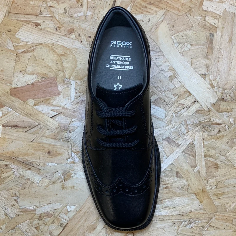Geox Kinder Federico A Schulschuh aus Glattleder – Schwarz